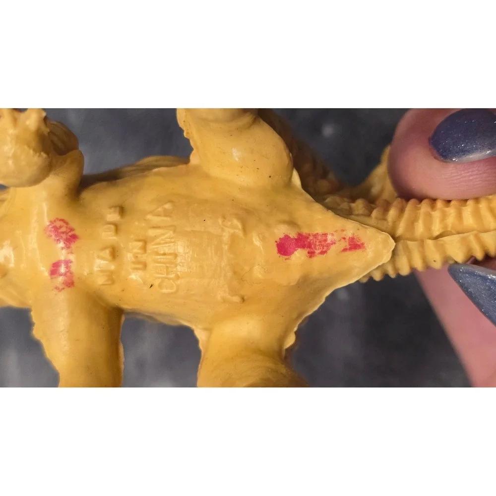 Vintage Orange Stegosaurus Dinosaur Toy Figure Made in China Plastic Monster